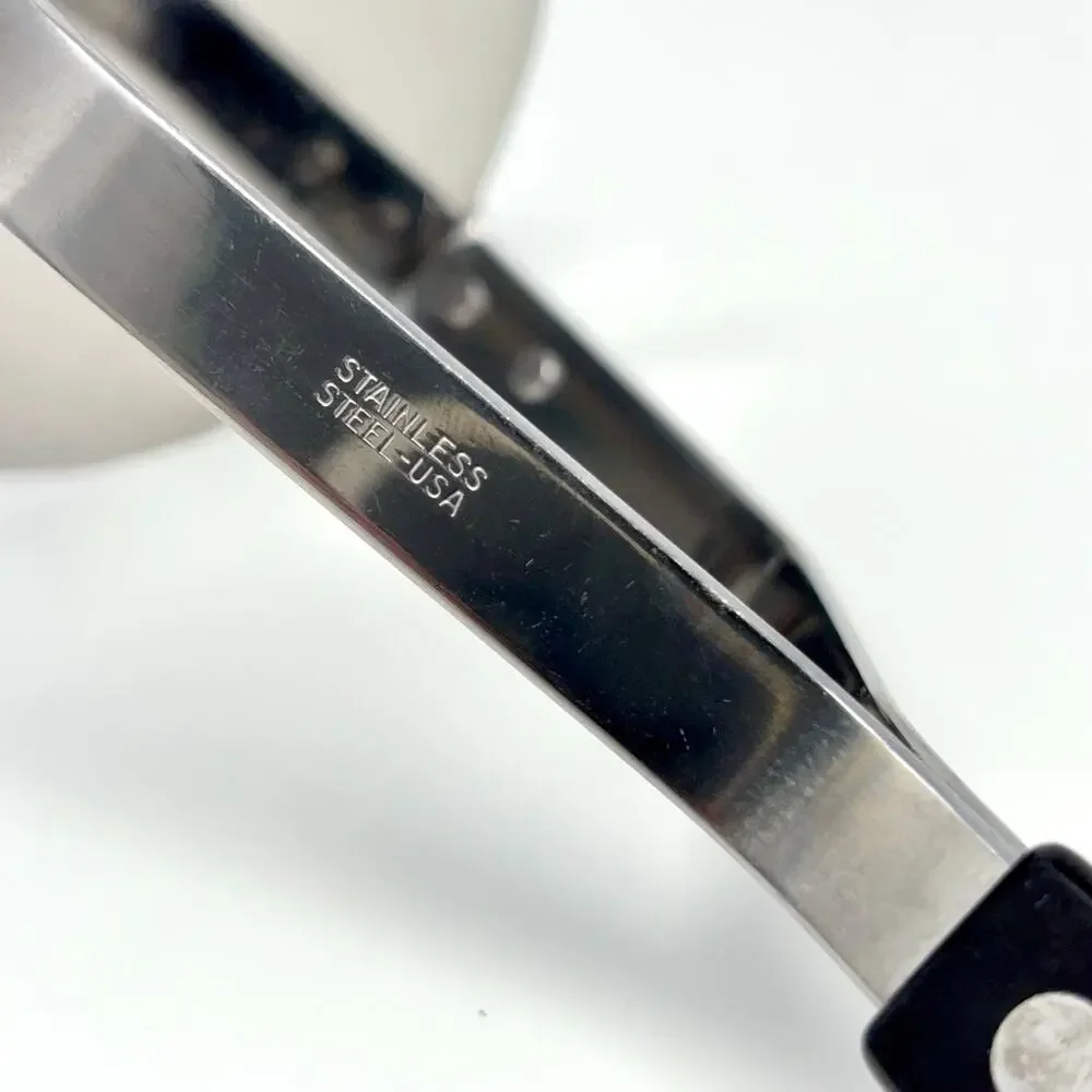 Vtg Stainless Steel Potato Masher Ricer Black Riveted Handle USA MCM Unbranded